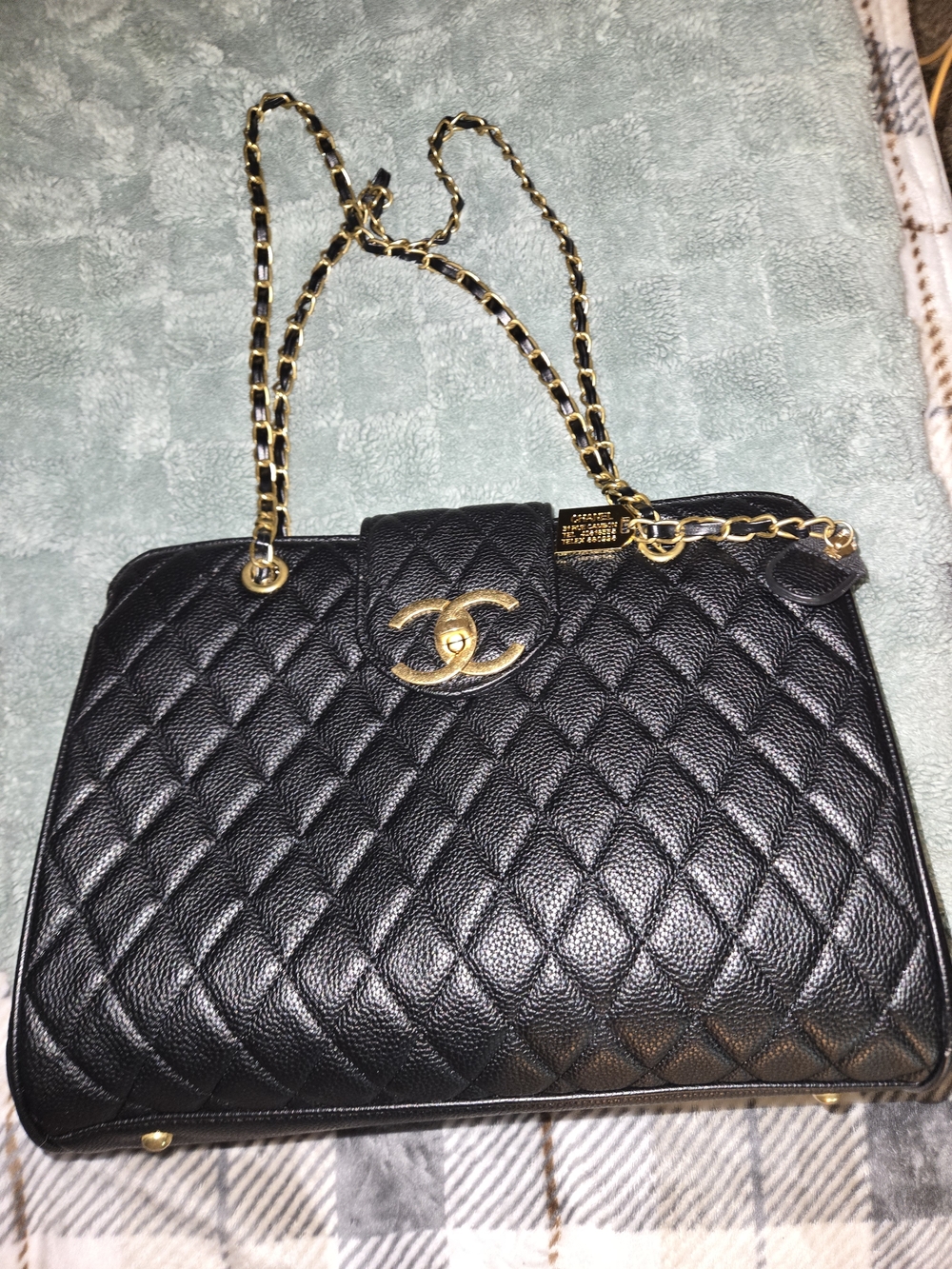 Chanel Quilted Black Shoulder Bag with Gold Chain